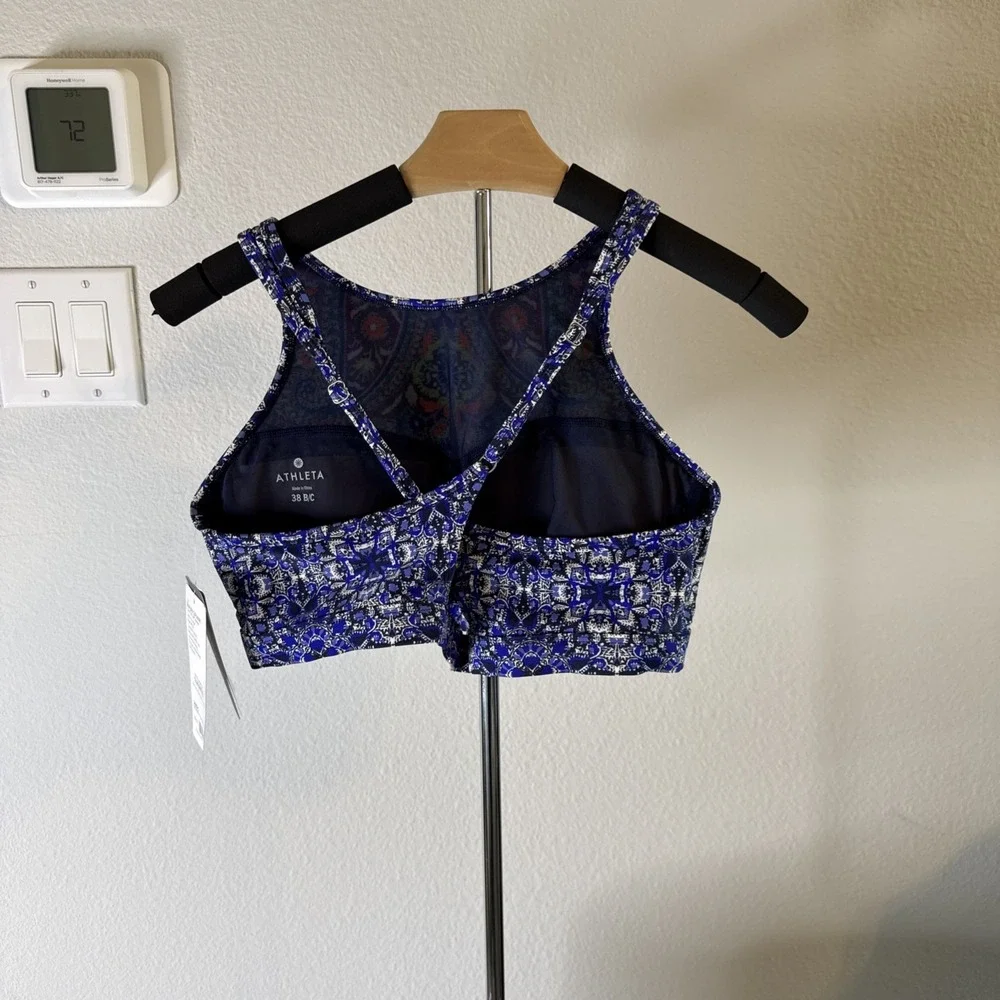 Athleta Baja Cup Bra Swim Bikini Top Women's Size 38‎ B/C Blue Boho Mosaic Print